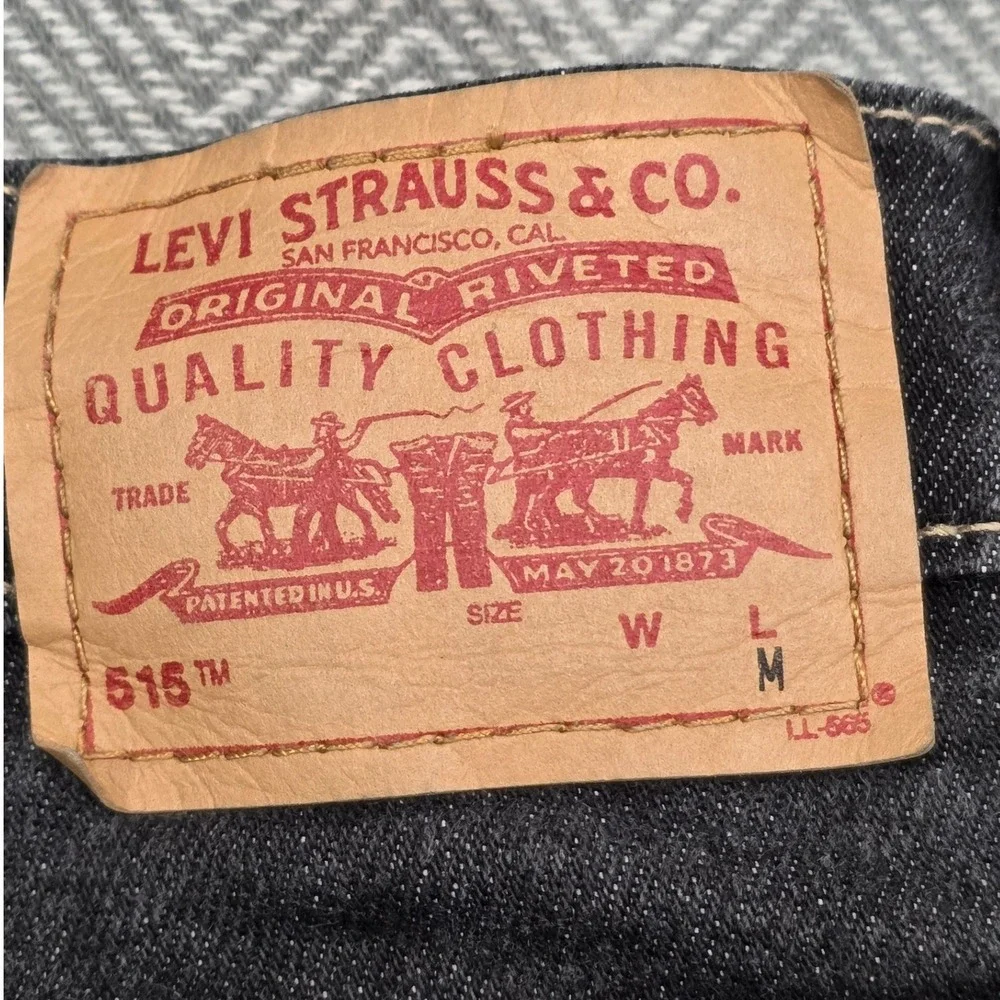 Levis 515 Boot Cut Lower Rise Jeans Black Denim Womens‎ 12M Dark Wash 0402